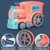 키즈 전기 도미노 기차 자동차 세트 사운드 라이트 자동 레이어 도미노 벽돌 블록 게임 교육 DIY 장난감 선물