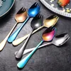 2 في 1 Silverware Fork الفولاذ المقاوم للصدأ تناول ملعقة شوكة للطفل