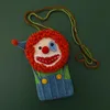 Evening Bags Creative Hand-crocheted Women Purse Clown Mobile Phone Bag Cartoon Cute Wool Woven Crossbody Shoulder 01-SB-mxbzxcEvening
