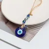 Porte-clés oeil tressé corde verre bleu turc mal perles pendentif tenture murale à la main désoration pour la maison salon voiture be259ke4827387