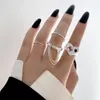 Wedding Rings Fashion Silver Color Metal Alloy Set Women Hollow Round Opening Finger Ring For Girl Lady Party Jewelry Gifts Wynn22