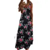 Casual Dresses Women Sexy Boho Style Printed Maxi Dress Summer Long Sleeveless V Neck Plus Size Ladies Loose Vestido S-5XL