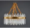 مصابيح قلادة كريستال فاخرة جديدة ثريا سلسلة ذهبية معلقة أضواء معدنية مستديرة قاعدة مصباح المعادن لاستقبال غرفة نوم قاعة الطعام المطبخ المطبخ