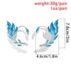 Clip-on & Screw Back Feather Pattern Stud Earrings For Women 2022 Fashion Gradient Pixie Jewelry Party FavorsClip-on