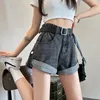 سراويل جينز للسيدات الصيفات شورتات خمر أصفاد عالية الخصر عريض الساق سراويل الدنيم أنثى قيعان الموضة الكورية 2022women's