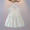Платье для девочек лето 2022 легкое тонкое повседневное стиль детское подвесное платье с цветочным платьем Прекрасное детское дневное сплайсированное кружевное платье G220518