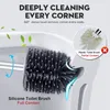 Brosse de toilette à tête en silicone TPR souple avec support, poignée amovible murale noire, nettoyeur de salle de bains, accessoires de WC durables 220511