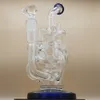 10 polegadas Azul Hookah Vidro Bongo Recycler Tubos de Água Tubos de Água Bonga Tubulação de Fumaça 14mm Tigela