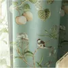 Cortinas cortinas cortinas para sala de jantar viva quarto semi blecaute a janela de pássaro verde blinds azuis personalizados