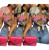 Casual Bow Top Short Sleeve Tie Dye T-shirt Womens Fashion Printed Tassel Split Tops Crew Neck Tee T Shirt Streetwear