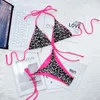 2022 Sexy Leopard Printed Halter Brazilian Bikini Women Swimwear Female Swimsuit Two-piece Bikini set Bather Bathing Suit Swim
