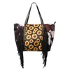 Shoulder Sunflower Colorful Tassel HandBag For Women Christmas Vegan Leather Bag Stripe Leopard Tote 5 Colors