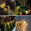 Solar Waterfall Law Lamps Garden Decorations Outdoor Watering Can with Cascading Lights Hanging Waterproof Garden Decor for Outside Suitable