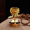 7 Colors Glass Candle Holders Alloy Lotus Candle Stand Votive Holder Candlestick