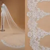 Voile de mariage blanc/ivoire stocké aux États-Unis, 3 m de long, 1 couche, avec peigne, bord en dentelle, longueur cathédrale, accessoires de mariage, Veu de Novia CPA910