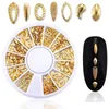 Blandad stil 3d guld metall nitar nagel konst runda hjärta dekoration naglar klistermärke manikyr nagel diy