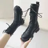 Women Boots Rock Shoes Boot New 2022 Lace Up Booties Round Toe Tee Luxury Designer Flat Heel Lolita Med Sports 0709