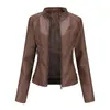 Läderkvinnor Autumn Spring Womens Moto Biker Zipper Jacket Red Black Apricot Coffee Coat Ladies Outerwear Brown 220810