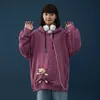 Męska bawełna Pure Color Cute Bluzy Oversized Streetwear Mężczyzna Ubrania Pullover Top Luźne Bluzy Dorywcze Duże Kieszenie Płaszcze 220325