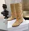 2023 TopSelling Berühmte Marke Halbstiefel Designer Damen Klassische Luxus Vintage dünne Streifen Booties Weiche echte Ledersohle Schuh für Mädchen