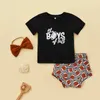 Kleding Sets Fashion Summer Toddler baby Baby Girl Boy Deskleding 3pcs Letter Short Sleeve T Shirts Animal Print Shorts Hoofdband Outfitsclot