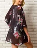 Summer Chiffon Women Bikini täcker Floral Kimono Beach Cardigan Sheer Bloues Badkläder toppar 220524