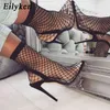 Kleidschuhe Eilyken Frauen Spitze Zehen Mesh Löcher Sandalen Sexy Sommer Atmungsaktive Kühle Frühling Ol Party High Heel Anckle Stiefel Größe 35 40 220507