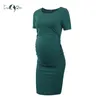 LIU&QU Maternity Dresse Side Ruched Clothes Bodycon Pography Casual Short Sleeve Wrap Baby Showers Plus Size L 220607