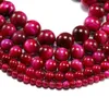 Outros 1strand/lot stone natural rosa vermelho tigre olho agat redonda contas soltas Material de pulseira diy para jóias fazendo Edwi22