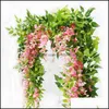 Dekorativa blommor kransar festliga fest levererar hem trädgård wisteria artificiell sträng hängande 2m vinstockar girland bröllop båg dekoration f