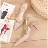 Sandals Spring Summer Rivet Buckle High-Heeled Women's Pointed Toe 6 CM Stiletto Heel Fashion Women ShoesSandals