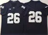 SJ98 Penn State Nittany Lions Jersey 26 Saquon Barkley 11 Micah Parsons 24 miles Sanders 9 Trace McSorley Navy Blue White Stitched Mens