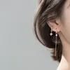 Hoop & Huggie Sterling Silver Star Tassel Asymmetric Earrings For Women Round Disc Gold CZ Wedding Jewelry GiftHoop Kirs22