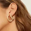 Hoop huggie proste złoty kolor metalowy geometryczne duże kolczyki perłowe dla kobiet Oświadczenie o modzie biżuterię