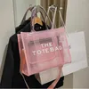 Büyük kapasiteli PVC örgü tote kadın omuz çantası şeffaf plaj çantaları tasarımcı moda mektupları baskı crossbody çanta kadın 196c