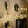 Stringhe Luci LED natalizie Stella a cinque punte Tenda Stelle Matrimonio Fata Compleanno Decorazione per interni