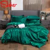 Solid Color Satin Washed Imitation Silk Bedbling Set Quilt Däcke Cover Set King Size With Pudowcase Double Queen Bed Linens 220616