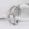 Hoop & Huggie Est Luxury Silver Color Large Round Earrings For Women Gift With Austrian Crystal JewelryHoop HuggieHoop Indu22