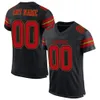 Custom Black Red-Old Gold Mesh Authentic Football Jersey