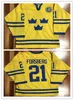 C26 Nik1 custom any number 21 PETER FORSBERG Team Sweden Hockey jersey stitched Customized Any Name And Number Jerseys