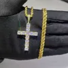 Diamond Shining Stone Cross Pendants Necklace Jewelry Platinum Plated Men Women Lover Gift Couple Religious Jewelry234G