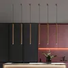 Pendant Lamps Simple Nordic Loft Long Chandeliers Cylindrical Creative Gold Bronze Stick Design Restaurant Kitchen Bar Haning LampsPendant