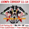 Kit de carrosserie OEM pour HONDA CBR 600 F 600F C CBR600 F F4i 11-14 ans Carrosserie 139No.9 CBR600F 11 12 13 14 CBR600F4i 2011 2012 2013 2014 Carénages de moulage par injection bleu blanc