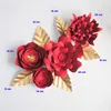 Couronnes de fleurs décoratives papier cartonné fait à la main Rose rouge feuilles de papier bricolage ensemble pour l'année de Noël décors décorations pépinière vidéo Tutoria