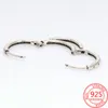 Hoop & Huggie Authentic 925 Sterling Silver Round Drop Earrings Diamond Girl Jewelry GiftHoop