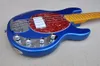 Metai Blue Guitare basse électrique 4 cordes avec pickguard en écaille de tortue rouge