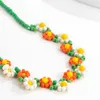 Trend Böhmen Regenbogenfarben Samen Perlen Kette Halskette für Frauen koreanische Mode kleine Blumen Accessoires Schmuck Schmuck