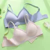 Ashavicki Natural LaTex Care Health Work Lace Sexy Seamless Titching Greating Up Support No Steel Ring Pure Color Bra Women T220726