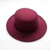 Berets Winter Woolen Französisch Stil Socialite Flat Top Hut Hepburn Gürtel Breite Krempe Fedora Frauen Hüte Für WomenBerets