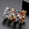 Cluster Rings Classic Ring Multicolor Cubic Zircon Engagement Rose Gold Color Bague Female Jewelry Ringcluster Edwi22